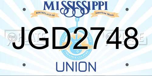 JGD2748 Mississippi License Plate
