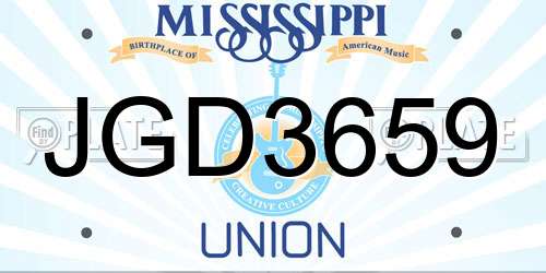 JGD3659 Mississippi License Plate