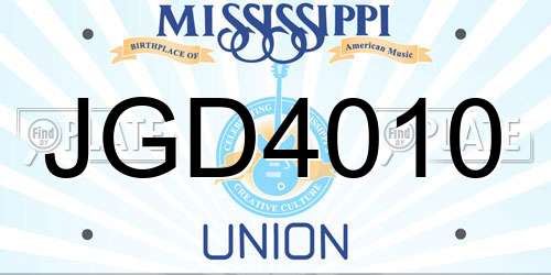 JGD4010 Mississippi License Plate