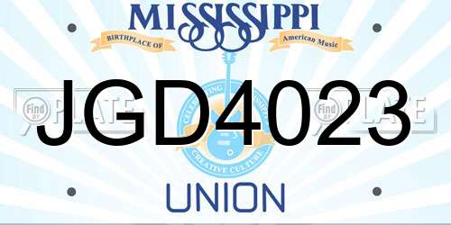 JGD4023 Mississippi License Plate