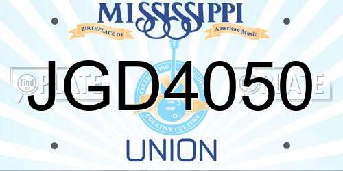 JGD4050 Mississippi License Plate