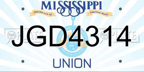 JGD4314 Mississippi License Plate