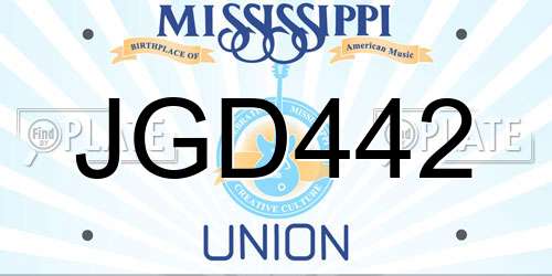 JGD442 Mississippi License Plate