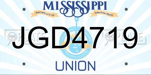 JGD4719 Mississippi License Plate