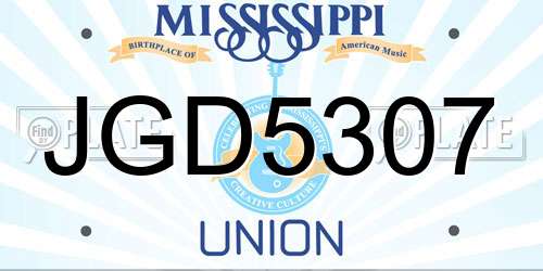 JGD5307 Mississippi License Plate