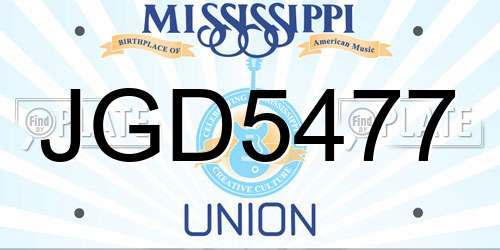 JGD5477 Mississippi License Plate