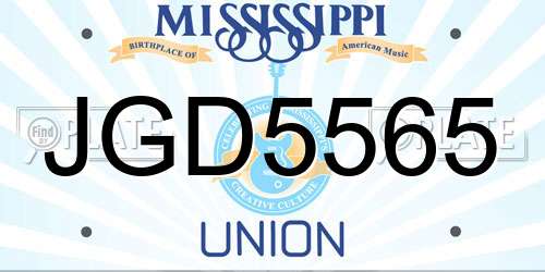 JGD5565 Mississippi License Plate