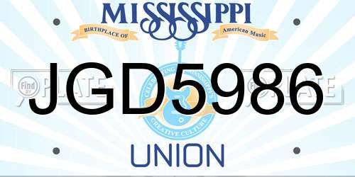 JGD5986 Mississippi License Plate
