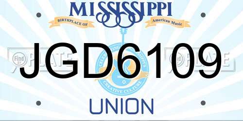 JGD6109 Mississippi License Plate