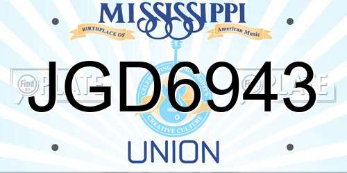JGD6943 Mississippi License Plate