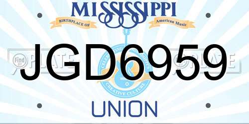 JGD6959 Mississippi License Plate