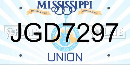JGD7297 Mississippi License Plate