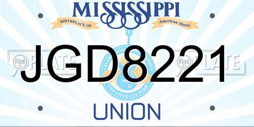 JGD8221 Mississippi License Plate