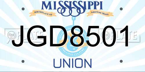 JGD8501 Mississippi License Plate