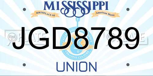 JGD8789 Mississippi License Plate