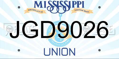 JGD9026 Mississippi License Plate