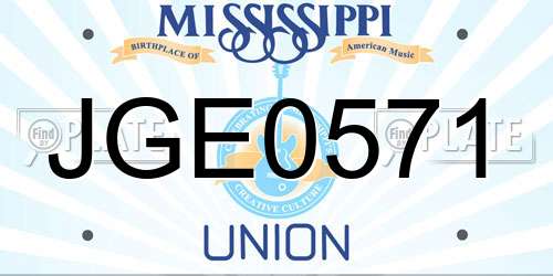 JGE0571 Mississippi License Plate