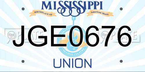 JGE0676 Mississippi License Plate