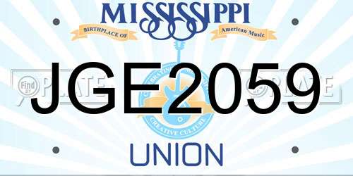 JGE2059 Mississippi License Plate