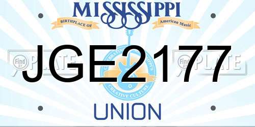 JGE2177 Mississippi License Plate