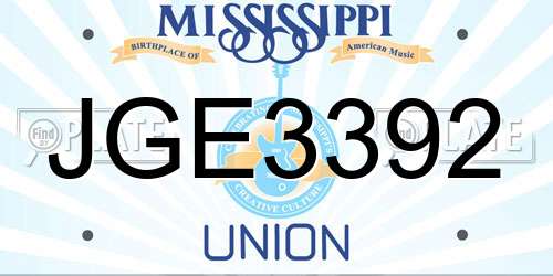 JGE3392 Mississippi License Plate