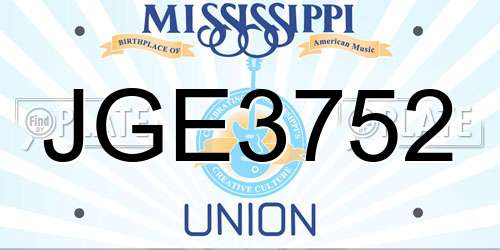 JGE3752 Mississippi License Plate