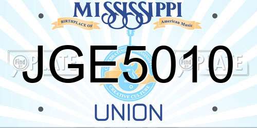 JGE5010 Mississippi License Plate