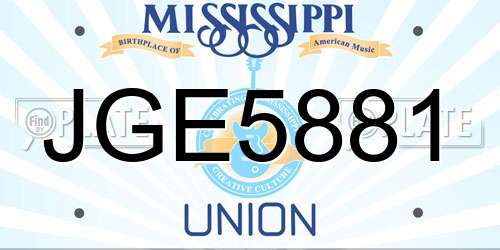 JGE5881 Mississippi License Plate