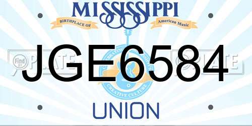 JGE6584 Mississippi License Plate