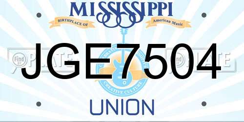 JGE7504 Mississippi License Plate