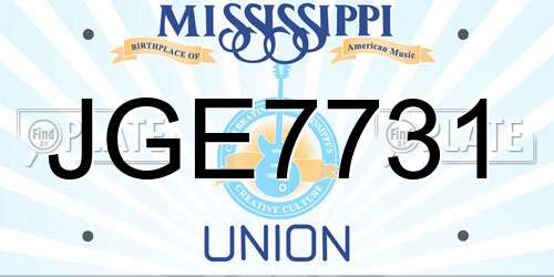 JGE7731 Mississippi License Plate