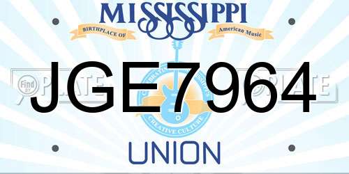 JGE7964 Mississippi License Plate