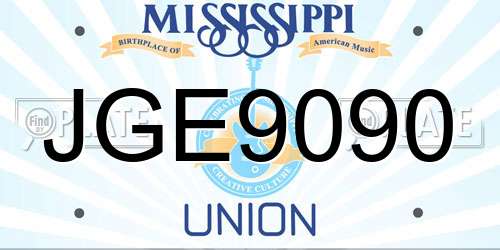 JGE9090 Mississippi License Plate