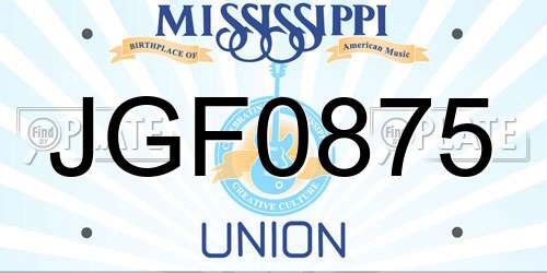 JGF0875 Mississippi License Plate