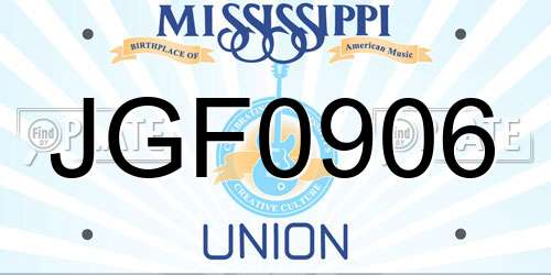 JGF0906 Mississippi License Plate