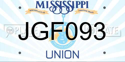 JGF093 Mississippi License Plate