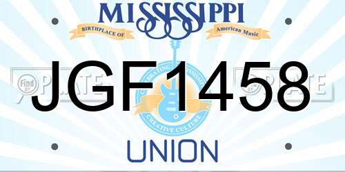 JGF1458 Mississippi License Plate