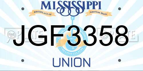 JGF3358 Mississippi License Plate