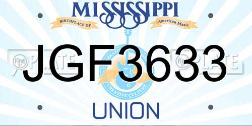 JGF3633 Mississippi License Plate