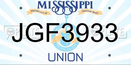 JGF3933 Mississippi License Plate