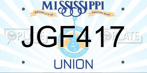 JGF417 Mississippi License Plate