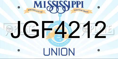 JGF4212 Mississippi License Plate