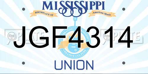 JGF4314 Mississippi License Plate