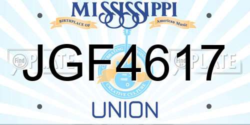 JGF4617 Mississippi License Plate