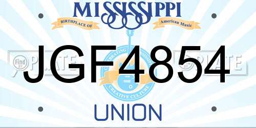 JGF4854 Mississippi License Plate