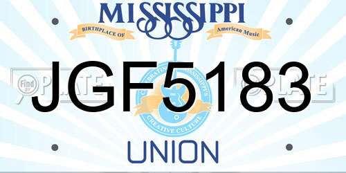 JGF5183 Mississippi License Plate