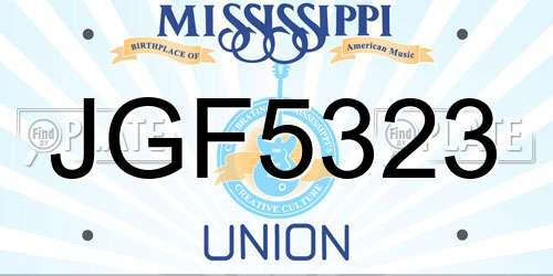 JGF5323 Mississippi License Plate