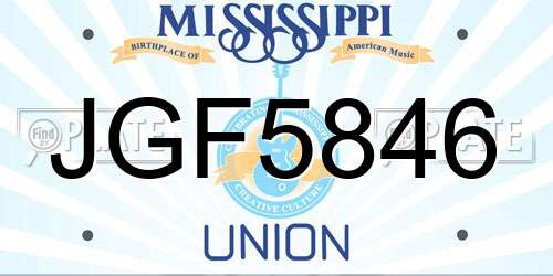 JGF5846 Mississippi License Plate