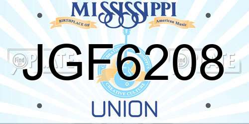 JGF6208 Mississippi License Plate