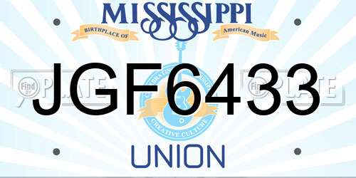 JGF6433 Mississippi License Plate